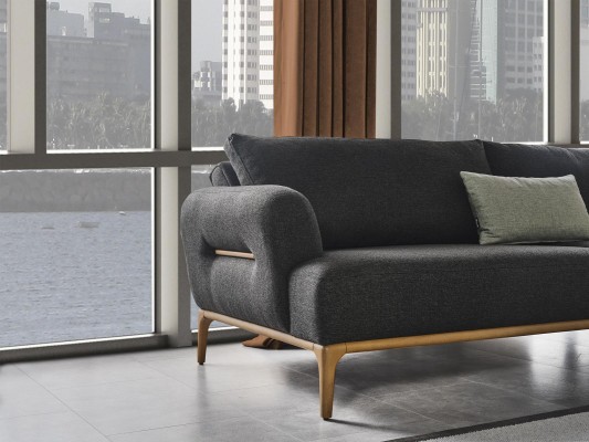 Sofagarnitur Sofa Sessel 321Sitzer Stoff Luxus Grau Sofas Wohnzimmer