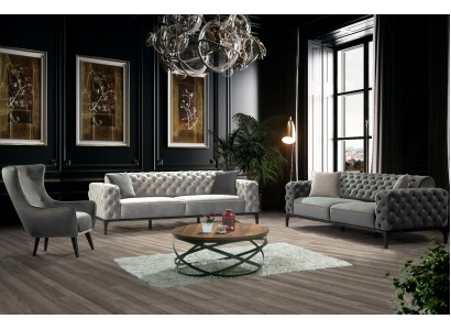 Дизайнерский эксклюзивный привлекательный внешне современный диванный комплект 3+3+1 Честерфилд