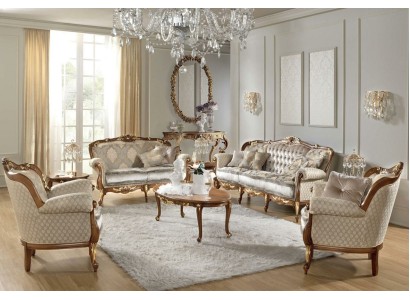 Стильный комплект из диванов в классическом итальянском стиле с элементами резьбы
