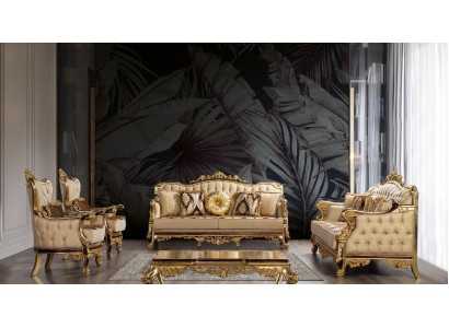 Goldene Sofagarnitur Barock Rokoko Set Komplett Couch Sofa 5tlg. Neu