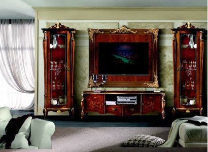 Set Suite 4-piece Italian Furniture 2x Display case Sideboard TV-cabinet Wall plate Wardrobe