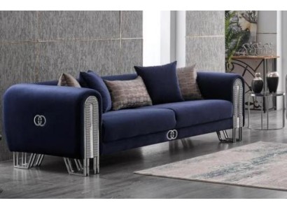Бархатный серебристый роскошный диванный набор 3 + 3 