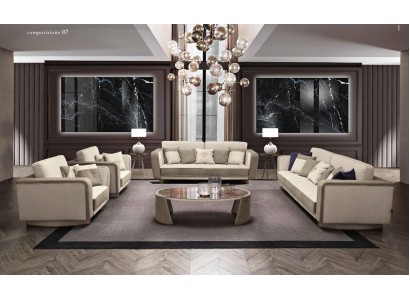 Итальянский стильный диванный гарнитур 3+2 изготовлен из высококачественного материала