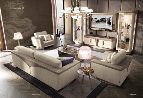 Итальянский стильный диванный гарнитур 3+2 изготовлен из высококачественного материала