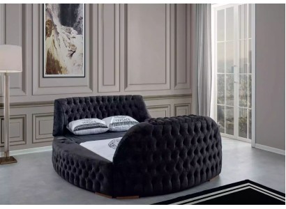 Schwarzes Chesterfield Bett Design Polster Möbel Hotel Luxus Betten Lift Media