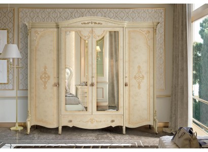 Гардеробный классический шкаф для спальни  в стиле барокко из натурального дерево