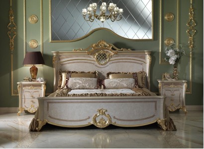 Bedroom furniture set - Bed with two bedside tables in a modern design