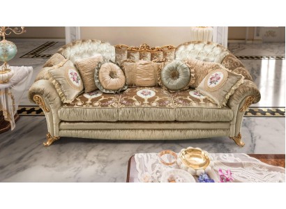 Baroque Rococo 3 Seater Couch Textile Sofa Couches Luxury Design Italian Furniture